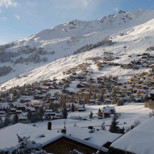 Snow covered Chalets in Verbier, Switzerland