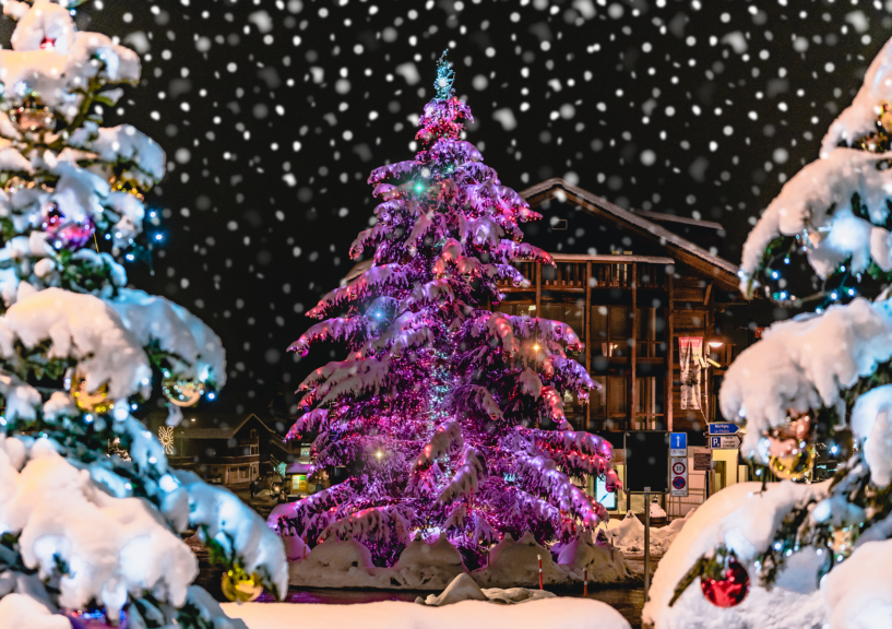 Place Central Christmas tree in Verbier